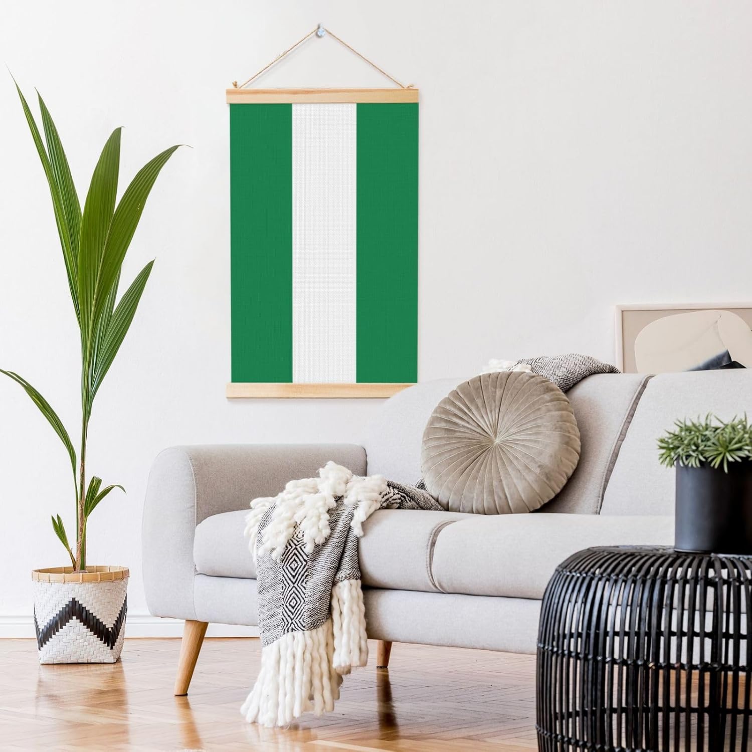 Flag Of Nigeria Print Poster Hanger,Hanging Poster, Poster Frame,Wood Poster Hanger, For Wall Hanging