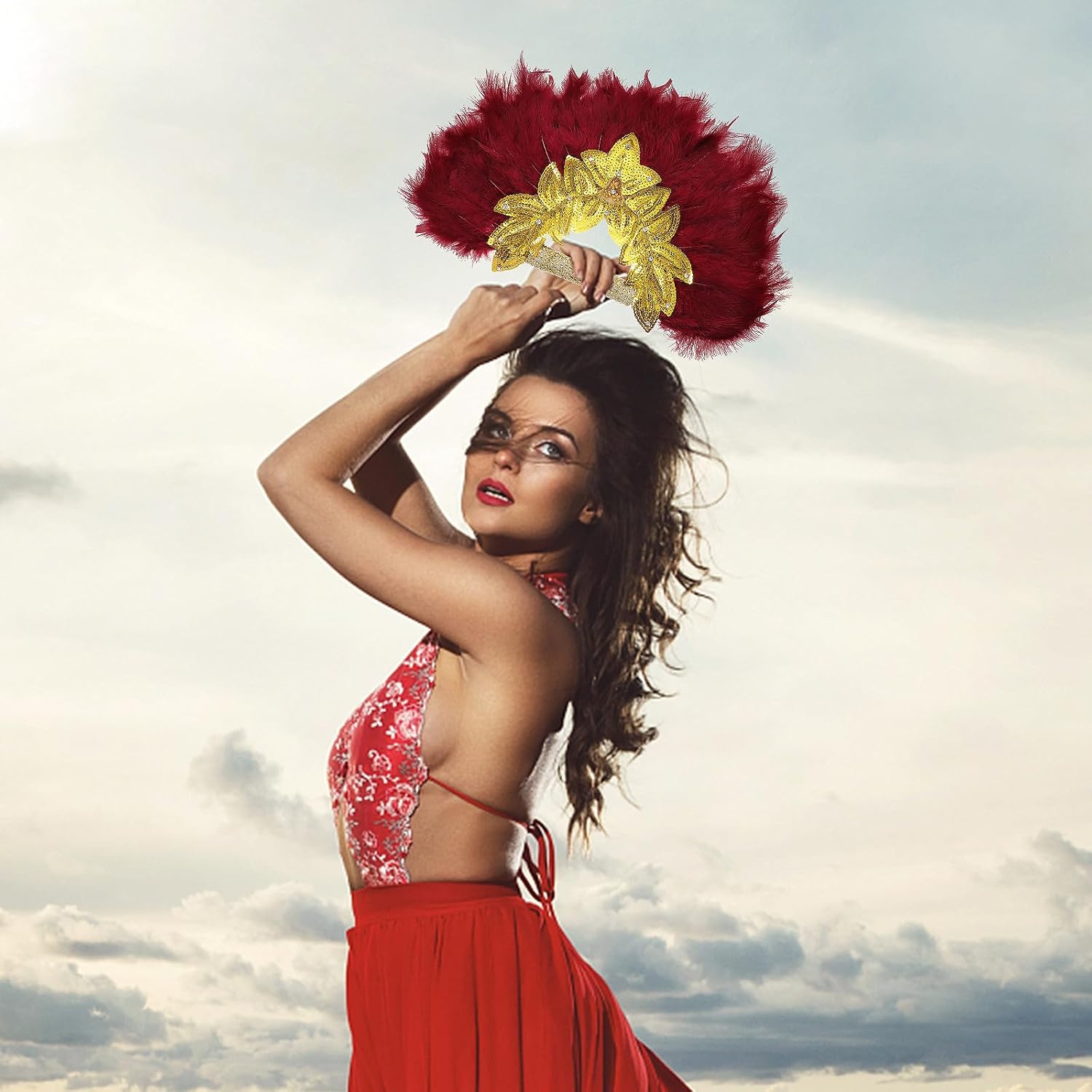 Women Party Fan Delicate Plume Hand Fan for Dance Performance