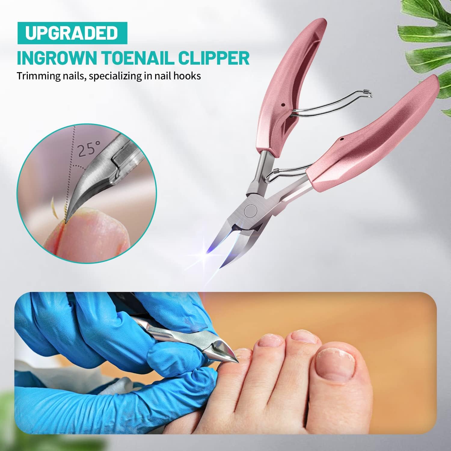 Black Ingrown Toenail Tools Kit Bundle with Pink Ingrown Toe Nail Clippers Set,Thick Nails Treatment for Men Women Seniors Adults : Beauty & Personal Care