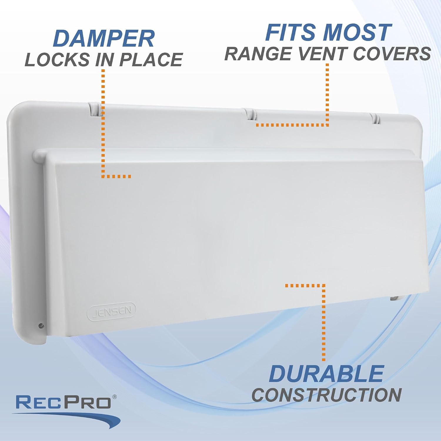 RecPro RV Range Vent Cover with Locking Damper White | Camper Trailer Exterior Vent