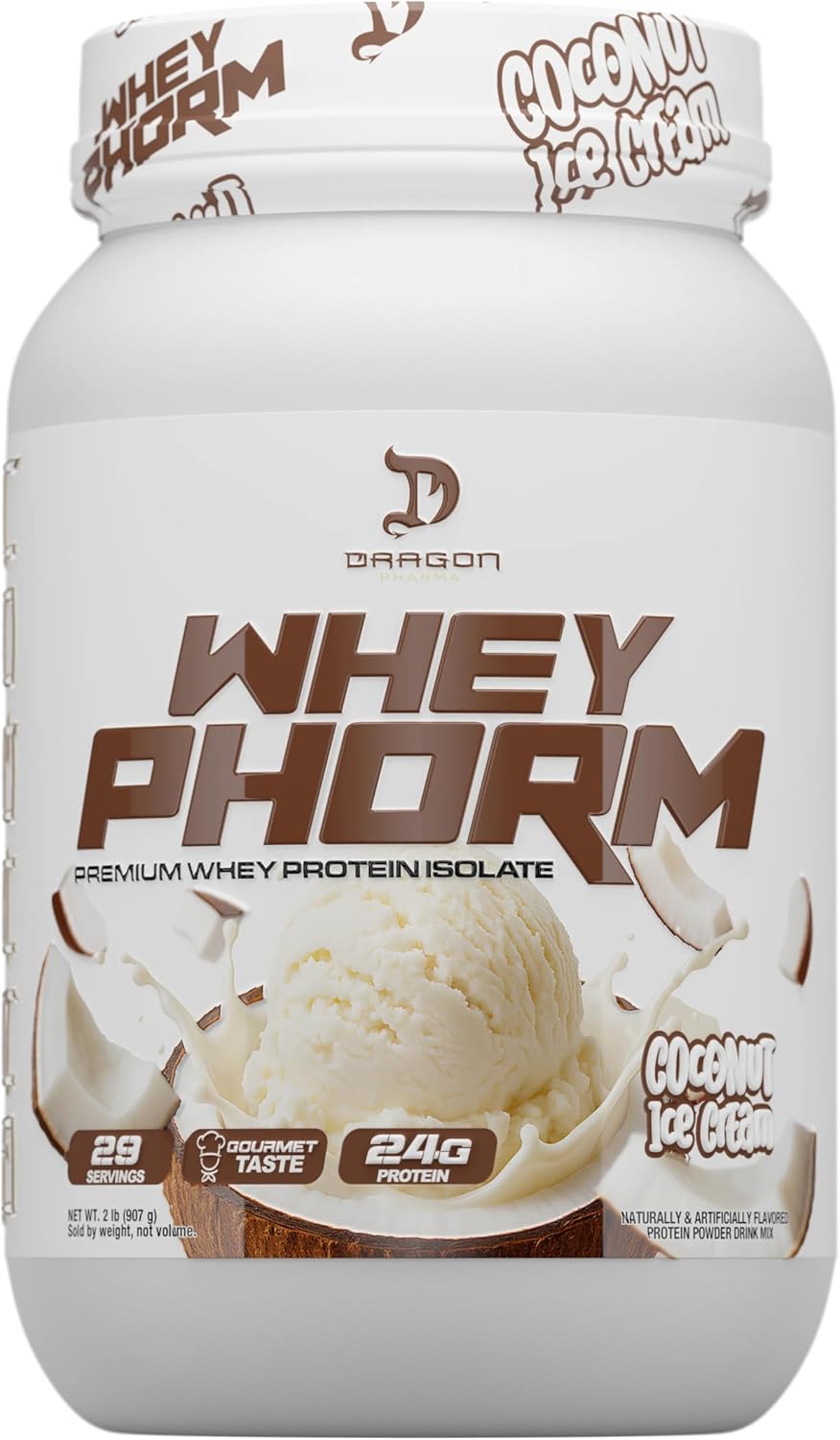 DRAGON PHARMA WheyPhorm, Whey Protein Blend, Fast Absorption, Gluten Free, Premium Whey Protein Matrix, Maximize Recovery, Great Tasting, 25 Grams of Protein (2lb, Cappuccino)