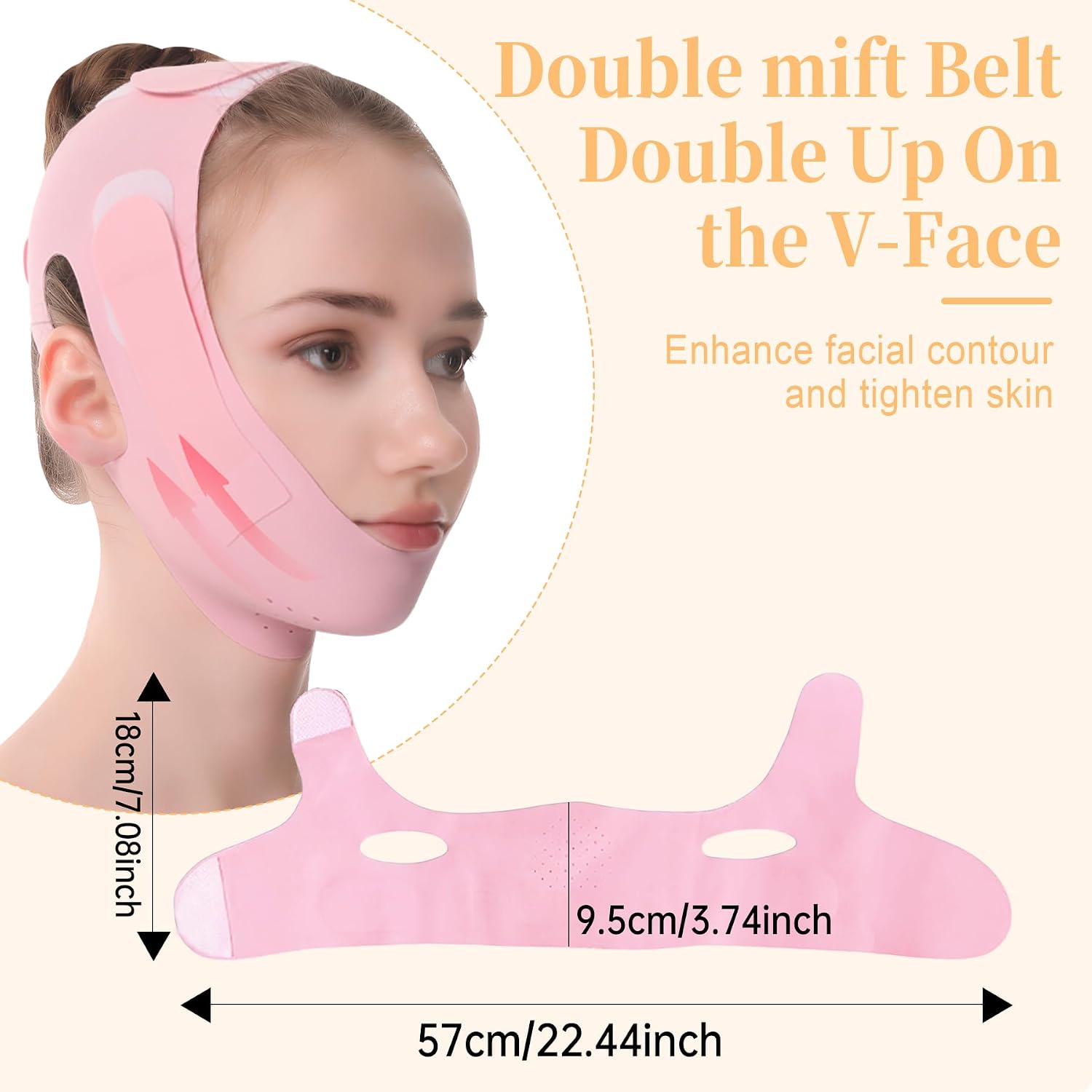 Reusable V-Line Mask, Chin Strap For Sleeping【Lifting Effect】【Skin Friendly】【Easy To Use】Double Chin Reducer, Jawline Shaper For Women, Pink