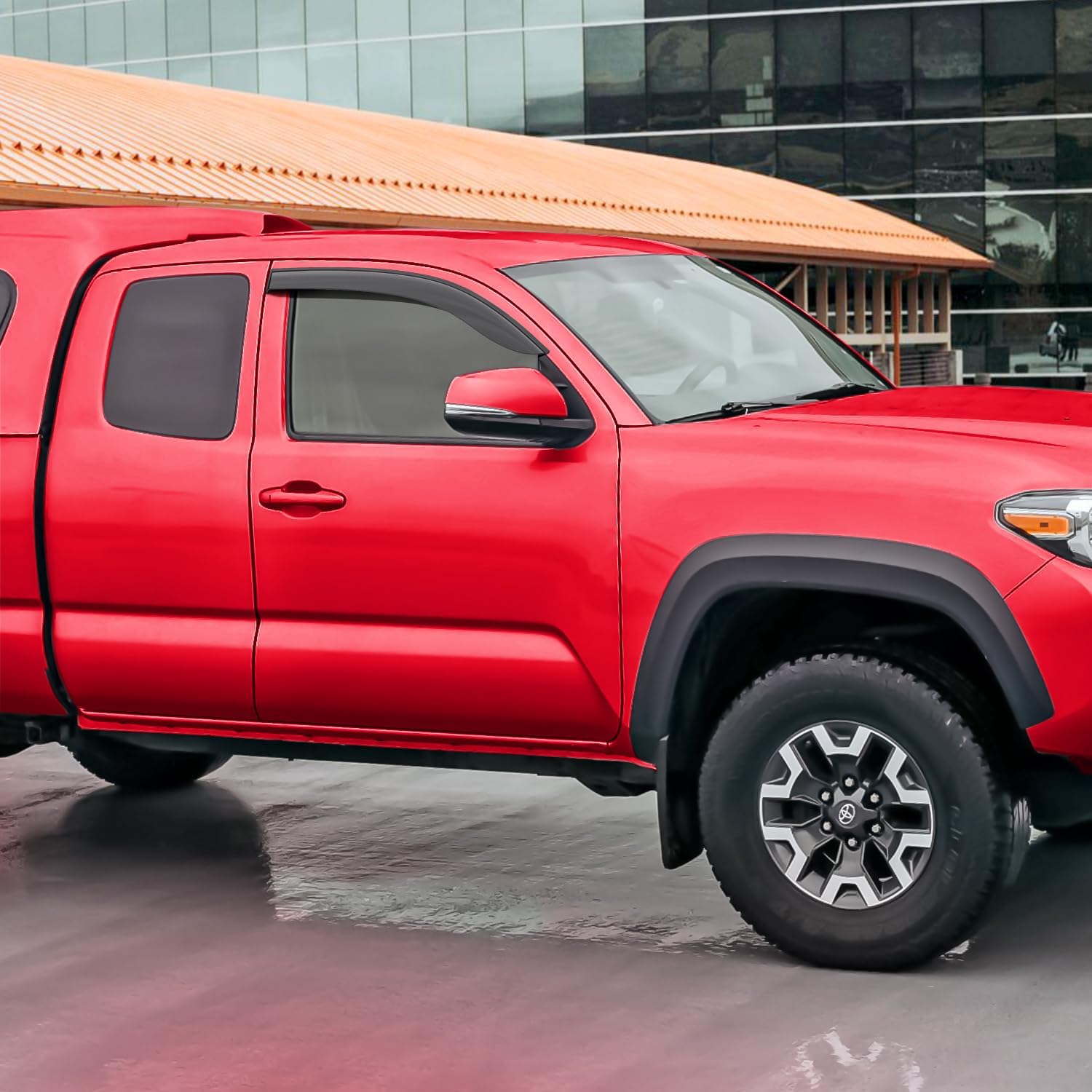 Voron Glass Tape-on Extra Durable Rain Guards for Toyota Tacoma 2016-2023 Access Cab, Window Deflectors, Vent Window Visors, 2 Pieces - 100430