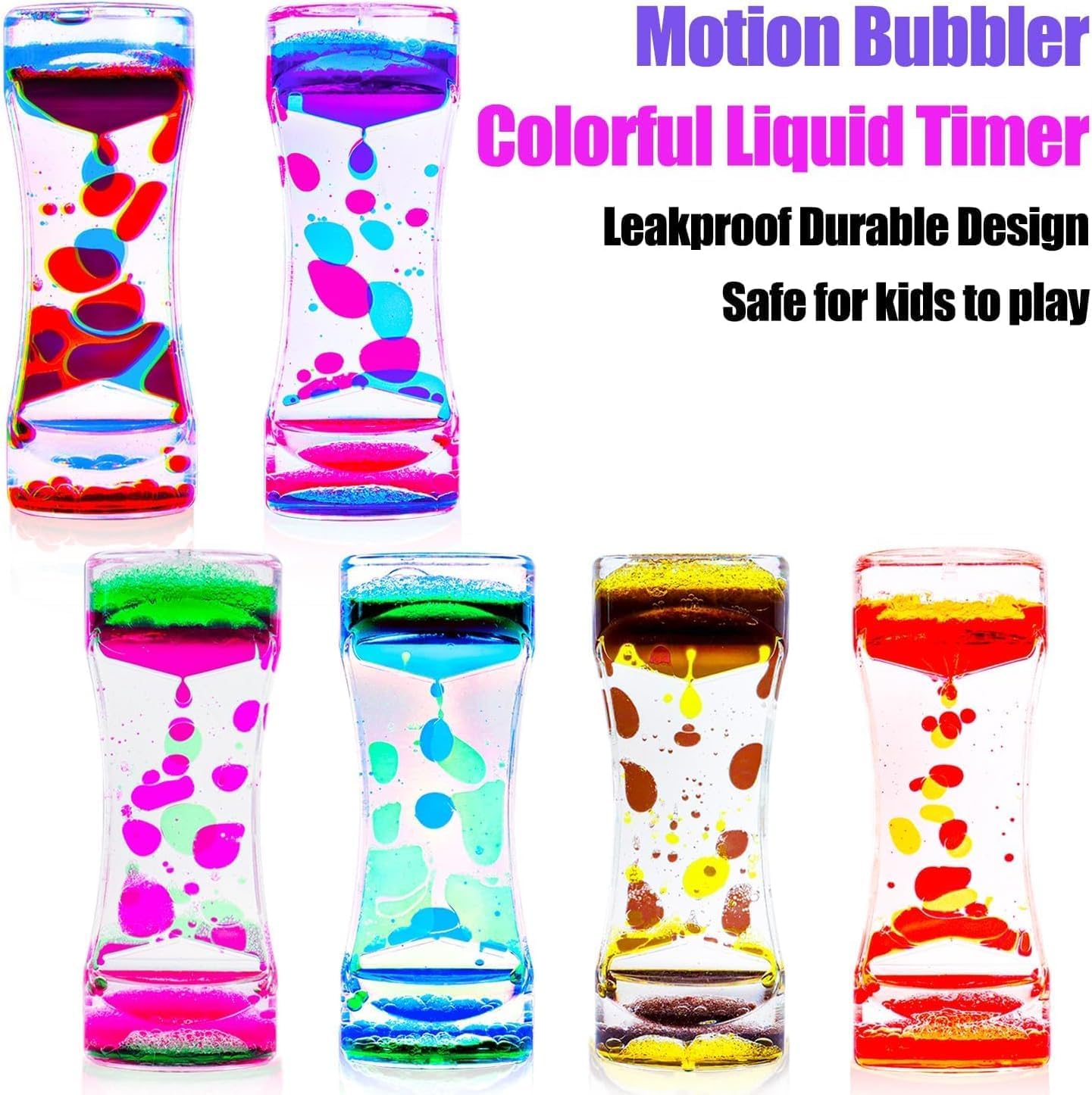 6 Pcs Liquid Motion Bubbler Sensory Toys, Liquid Timer AnxietyCalming Toys for Kids Adults, Party Favors, Classroom Prizes Easter Birthday Gift for Kids - Image 5