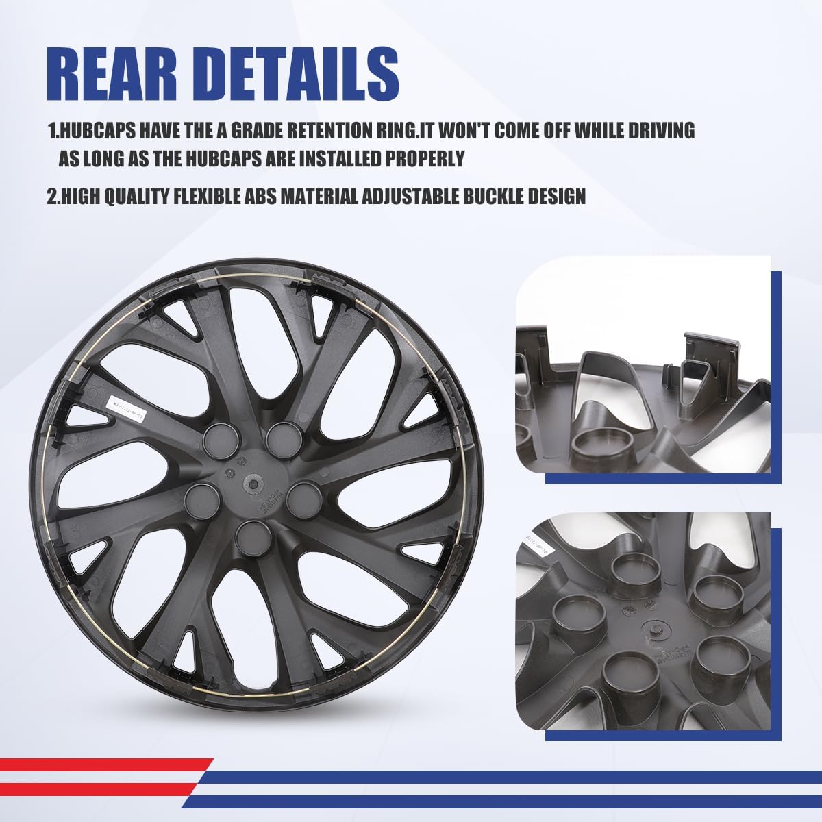 Winjet Hubcaps 16 Inch Wheel Covers for [2009-2025 Toyota Corolla] & [2009-2014 Toyota Matrix], Heavy Duty PP Material, Only Compatible with Iron Hub - Steel Wheels (16 Inch Set of 4, Black Matte)
