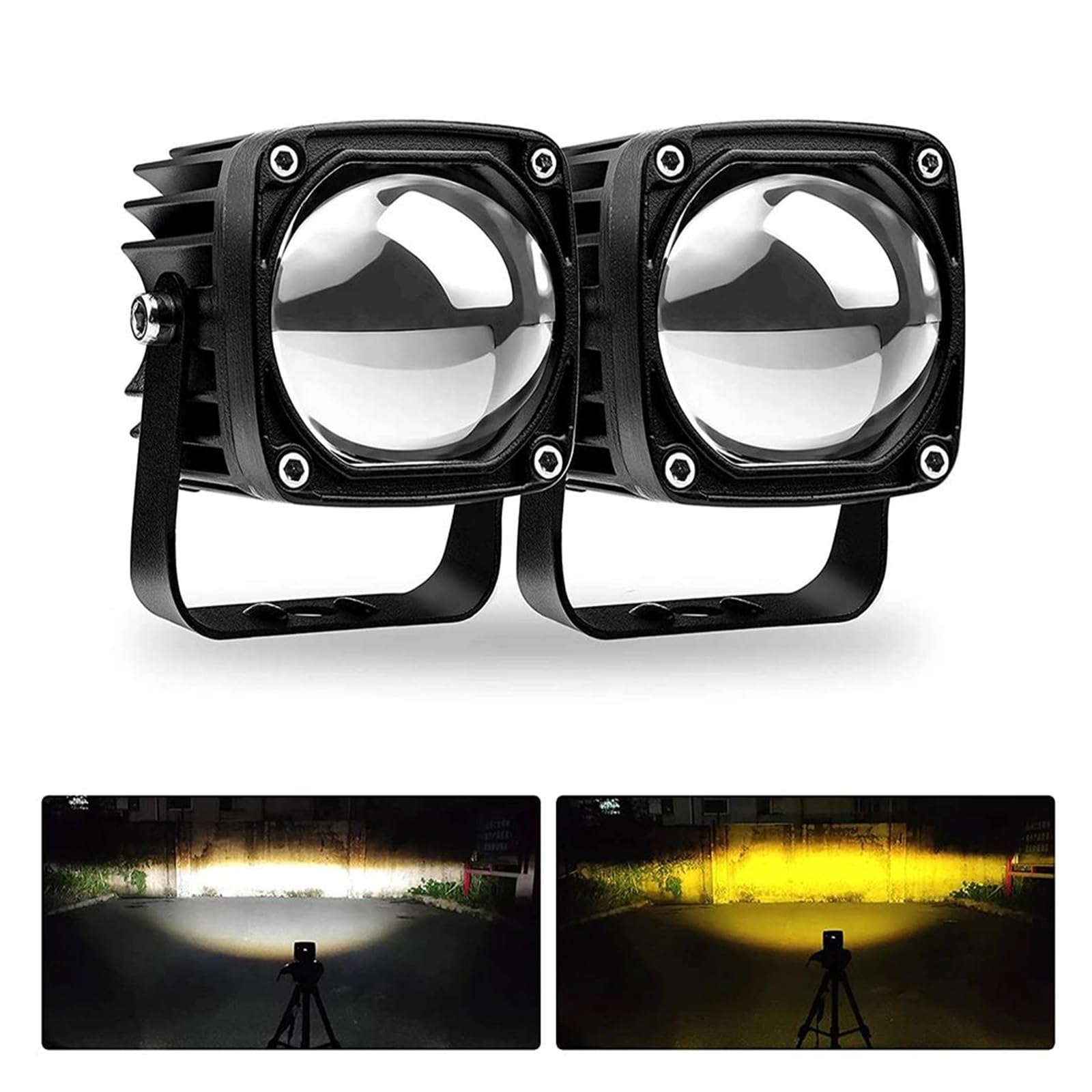 Genérico Cubiertaconjunto Faro Coche 6000k/3000k Barra Luz LED Obra 12V 24V Blanco Amarillo Luces Antiniebla Todoterreno Para Coche Camión Atv 4x4 Faros Juego Reparación Faro