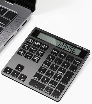 JOYEKY Bluetooth Number Pad, Wireless Numeric Keypad | Number Pad for Laptop,USB-C Rechargeable,34-Keys Bluetooth Numeric Keypad