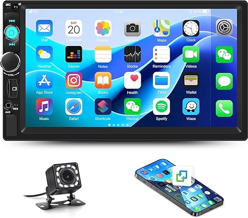 Estéreo para automóvil de doble DIN de 7 pulgadas, pantalla táctil Bluetooth manos libres, radio de coche manos libres, 2 DIN, reproductor MP5