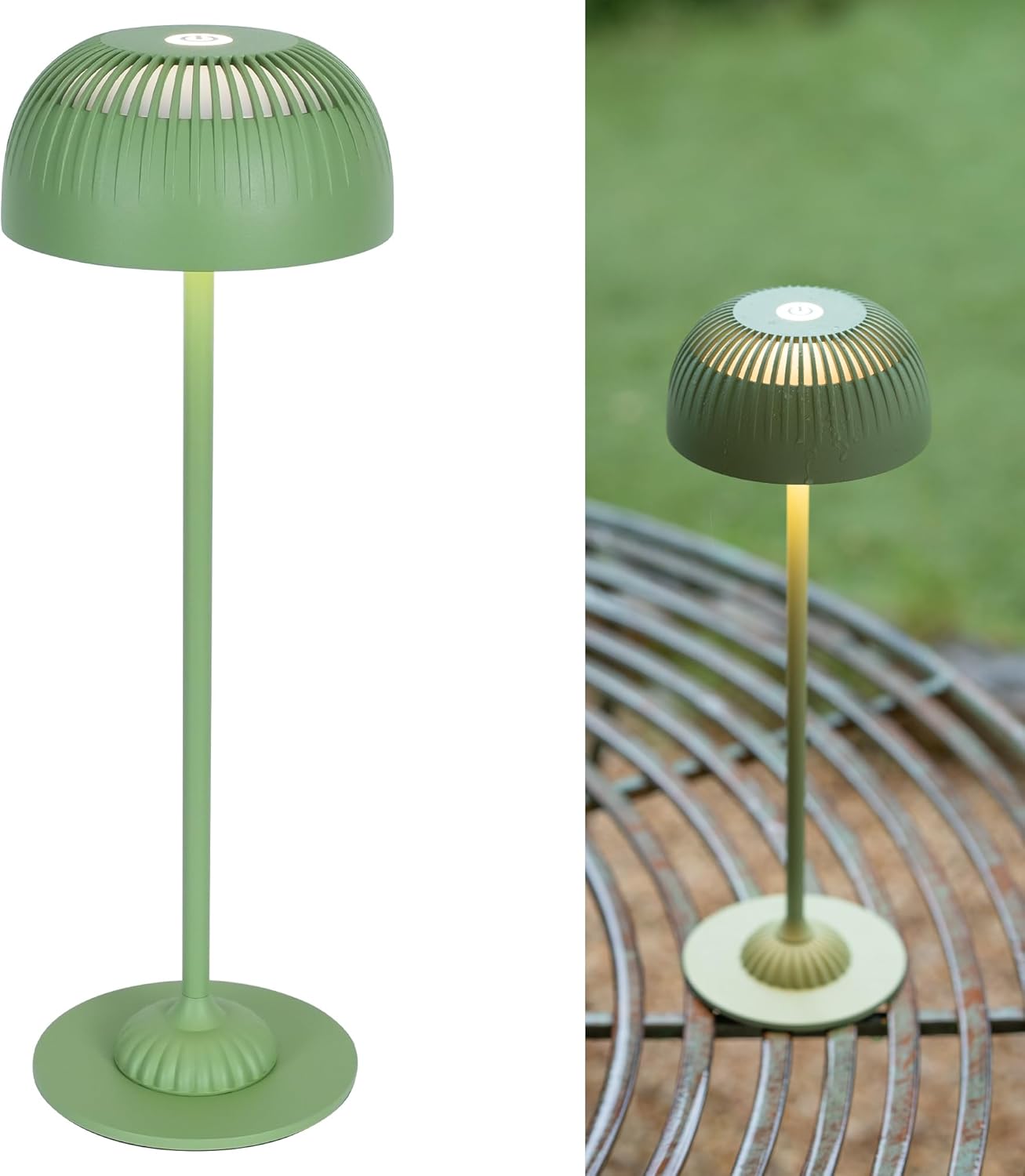 Lampada da Comodino Touch, Lampada da Tavolo Senza Fili Dimmerabile, Ricaricabile con Batteria 5200mAh, 3 Modalità di Colore, Luce Atmosferica IP54 per Camera da Letto e Casa, Verde