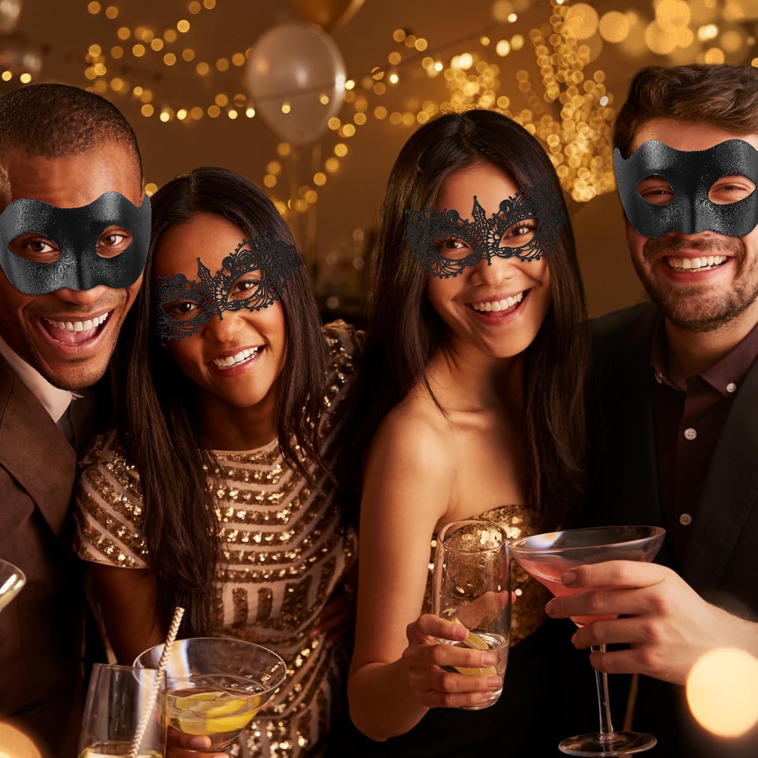 IncreDecor Masquerade Mask for Couples Women Men Venetian Lace Mask Set, Specially for Halloween Costume, Mardi Gras (Angel) - Image 7