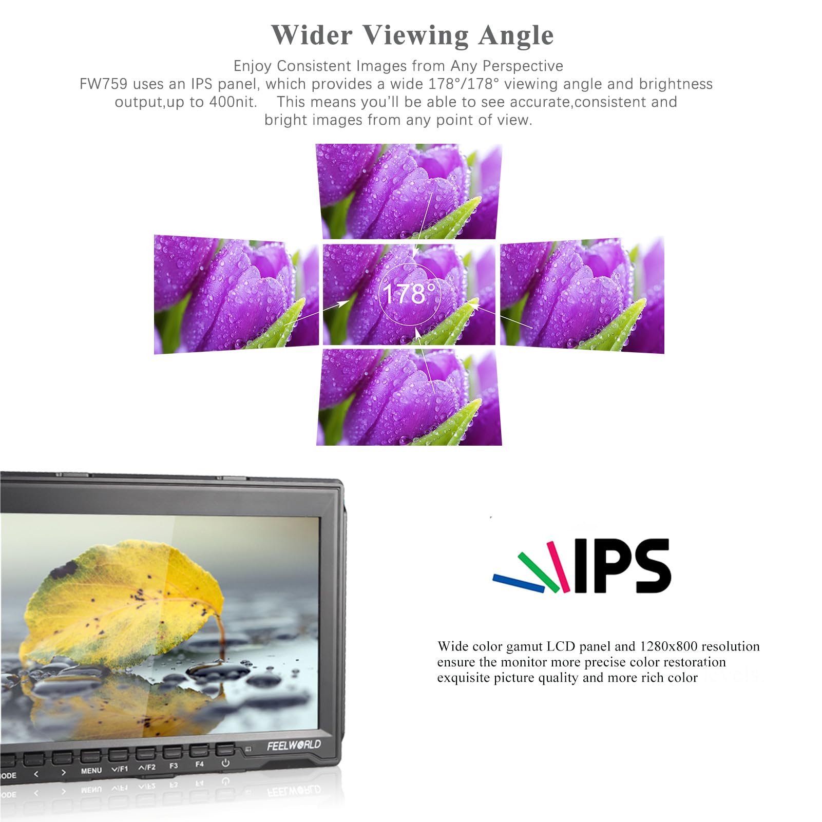 FW759 Monitor da campo per fotocamera ultrasottile da 7 pollici Schermo IPS ad alta definizione per registi professionisti