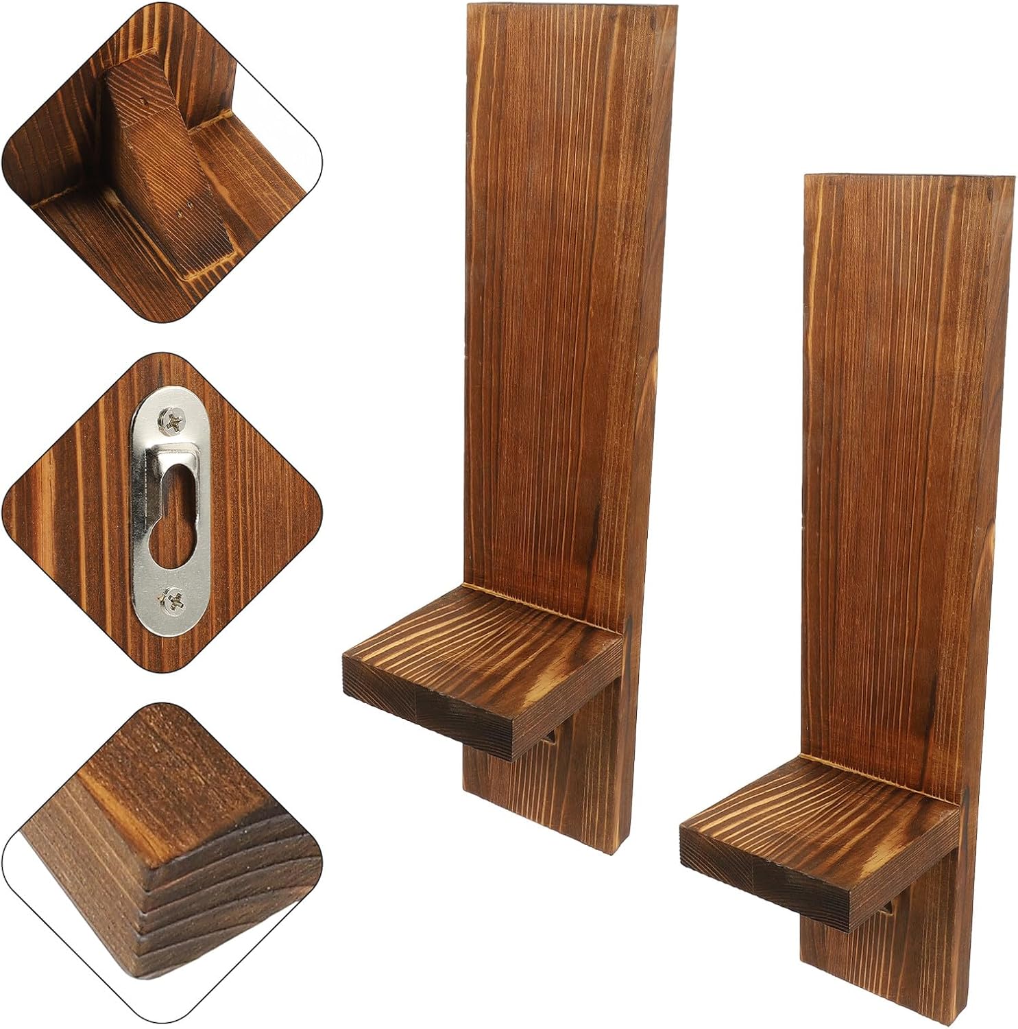 Wooden Wall Mounted Candle Holder Rustic Vintage Candle Sconces for Living Bedroom Decor Wear-Resistant Artistic Design for Holiday Wedding Halloween Christmas Ambiance