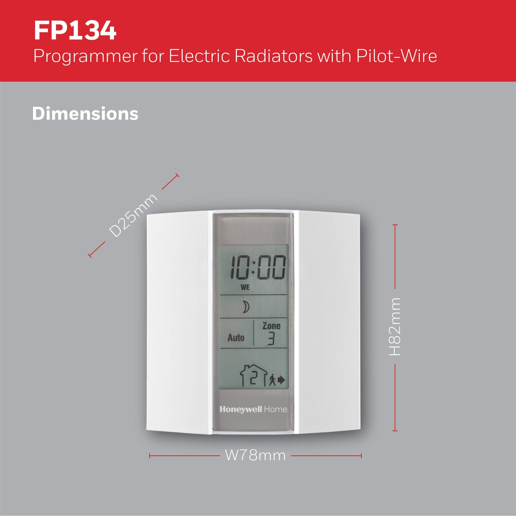 Honeywell Home T134C610AWE FP134 : Druciowy programator grzejników elektrycznych, biały