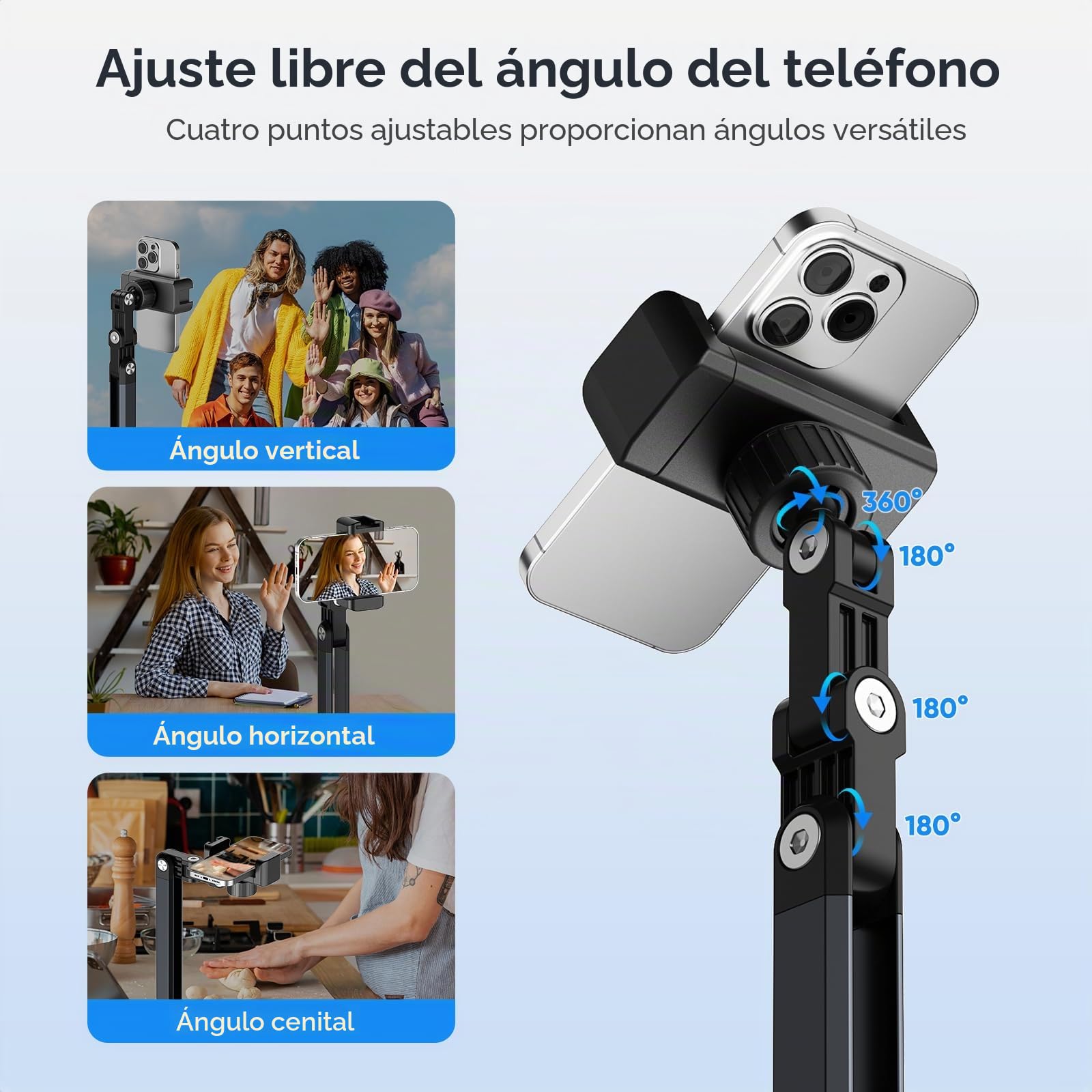 Soporte para Videoteléfono, Soporte Ajustable para Teléfono De Escritorio, Soporte para Selfies, Base Estable, Compatible con Teléfonos Inteligentes iPhone/Samsung/Huawei/Xiaomi/OnePlus