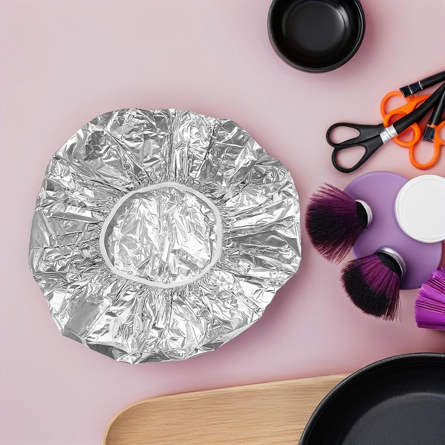 LIOOBO Reusable Tin Foil Heat Cap and Multipurpose Utility 8pcs with Professional Isolation Effect No Electricity Required, Silver Thermal Hair for Deep Conditioning Hair Treatments