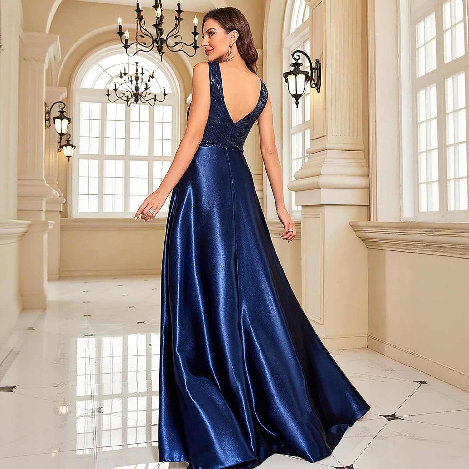 Sleeveless Satin Prom Dress - Image 2