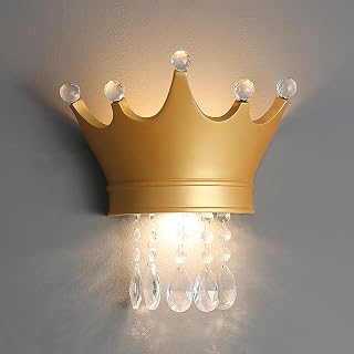 10.2-inch Crystal Crown Shaped LED Wall Lamp, Three-Color Bedside Light for Bedroom & Living Room Sofa Wall Decoration