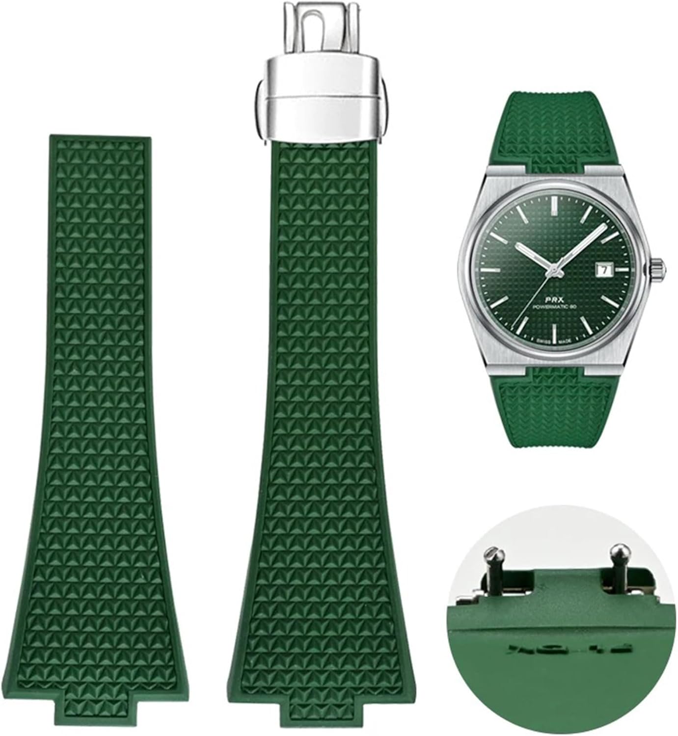 Quick Release Watch Band for Tissot PRX Strap Replacement,FKM Rubber Strap and Butterfly Clasp Compatible with Tissot PRX 40mm Watch Series