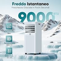 KGOGO hordozható klíma 9000 BTU 4 az 1ben páramentesítő 2 sebességű ventilátor digitális kijelző távirányító ablak készlet 24h időzítő 25 m2 2