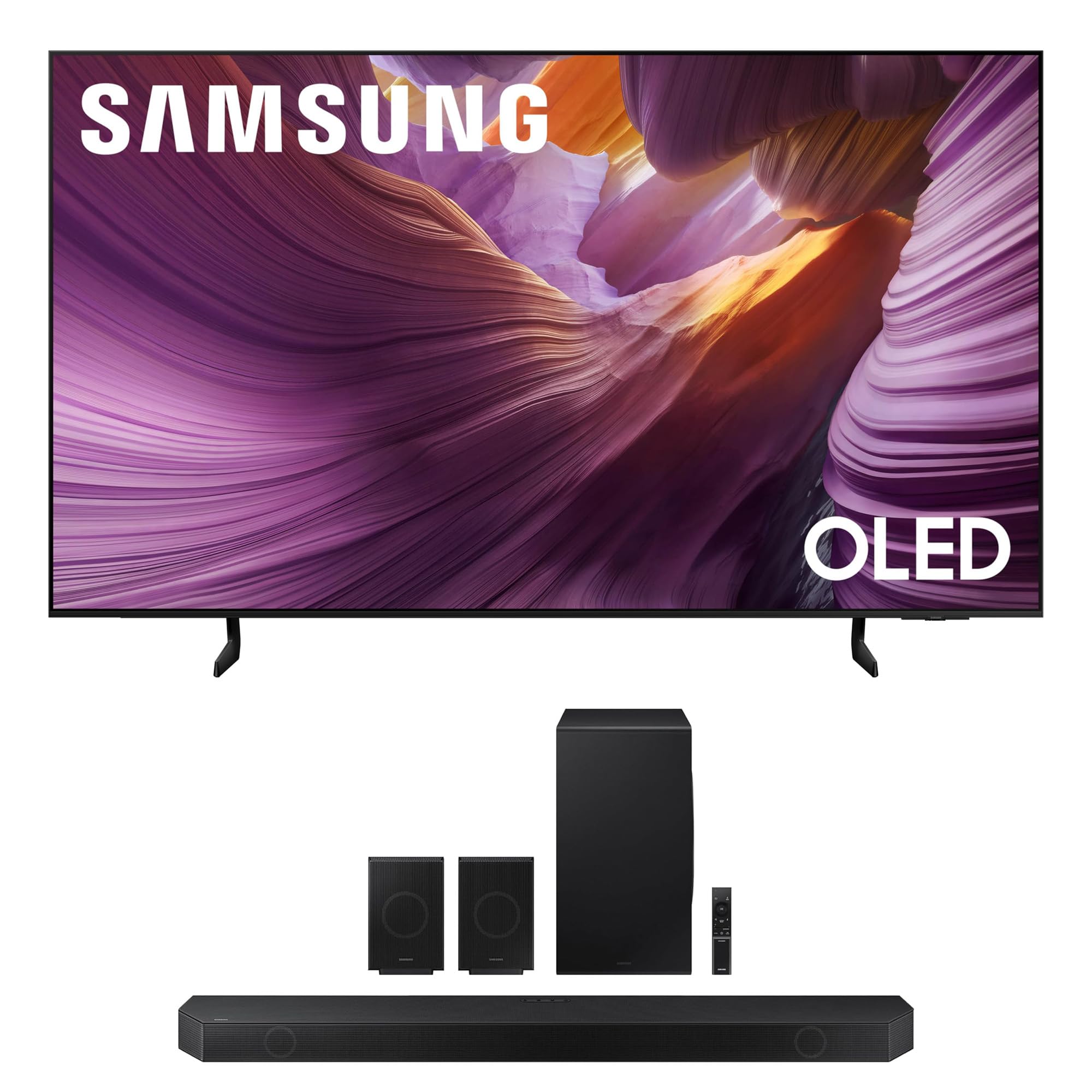 Samsung QN55S85FAFXZA 55 Inch OLED HDR 4K Smart TV with a HW-Q990D 11.1.4ch Soundbar (2025)