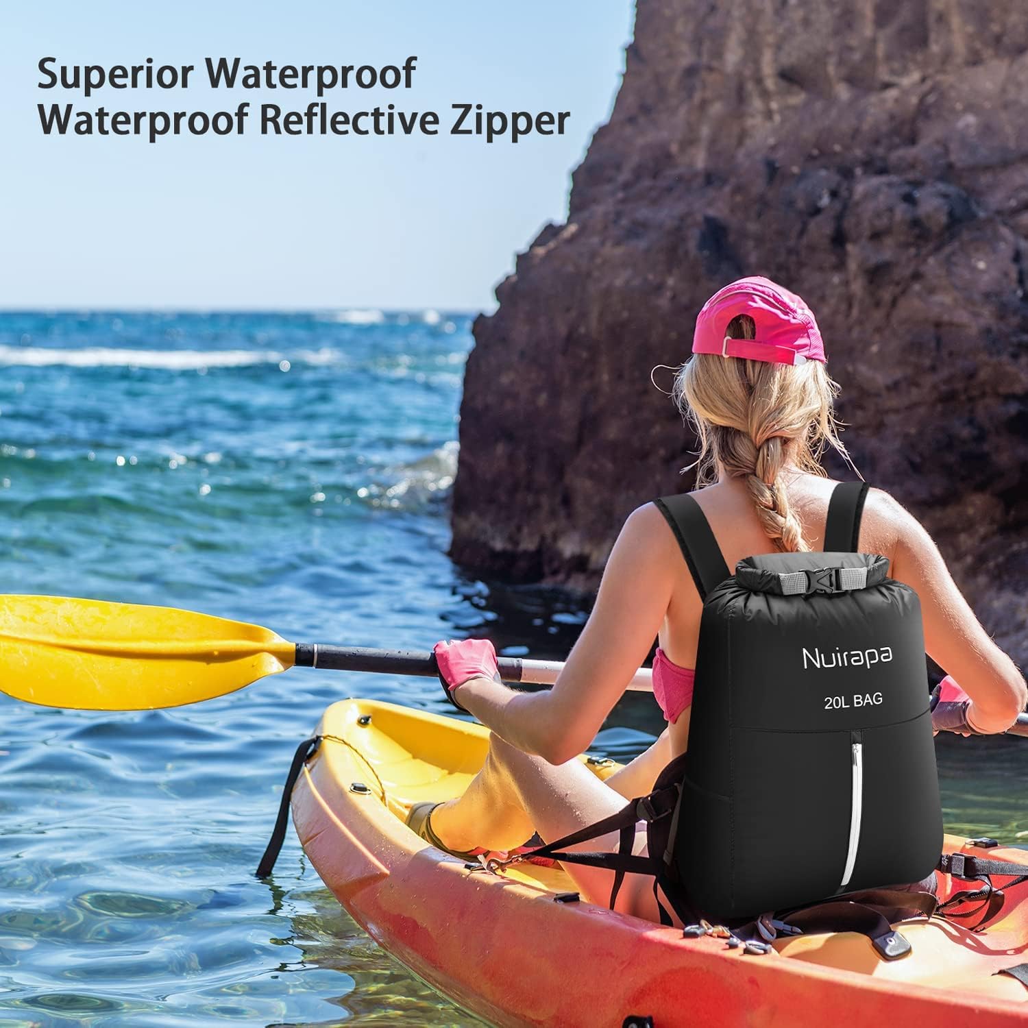 Nuirapa 20L Waterproof Dry Backpack, Swimming Bag, Lightweight Floating Pack for Kayaking, Camping, Beach, Boating, Sailing, Hiking for Men Women Kids Black…