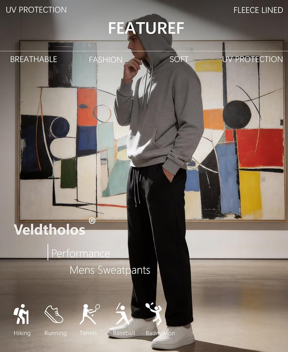 3 Pack Men's Fleece Lined Sweatpants with Pocket Cotton Sweatpants Winter Warm Athletic Joggers Open Bottom Pants - Image 5