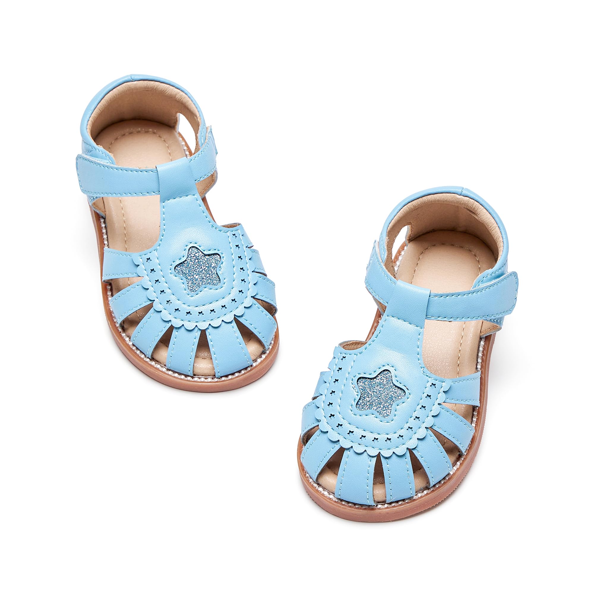 Kiderence Toddler Flower Girl Sandals Close Toe Dress Shoes Wedding Party | Hook and Loop,Non Slip Lightweight Sandals for Beach,Water Play and Daily Wear