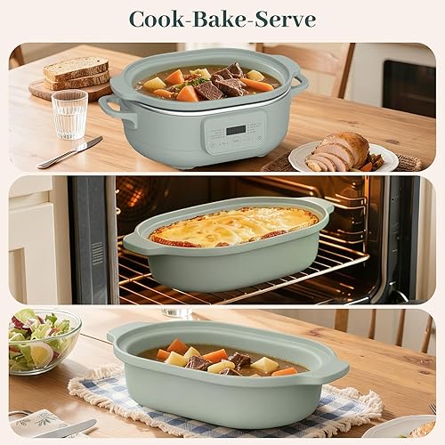 Miniatura 5 de MAGNIFIQUE - Cacerola programable de 4 cuartos de galón, olla de cocción lenta 8 en 1 con cerámica extraíble no tóxica, olla de cocción lenta, olla