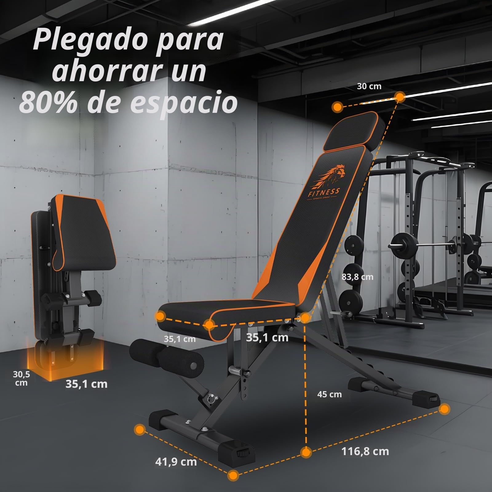 Dskeuzeew Banco de musculación plegable Banco de Pesas Plegable con 8 Posiciones Ajustables 400 KG Banco de declive Inclinado Prensa para casa