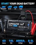 4000A Jump Starter with 160PSI Air Compressor 12V Battery Booster LED Pack | 10L Gas/8.5L Diesel, Smart LCD Display, Low Voltage Forced Start, On-The-Go Mobile Charger