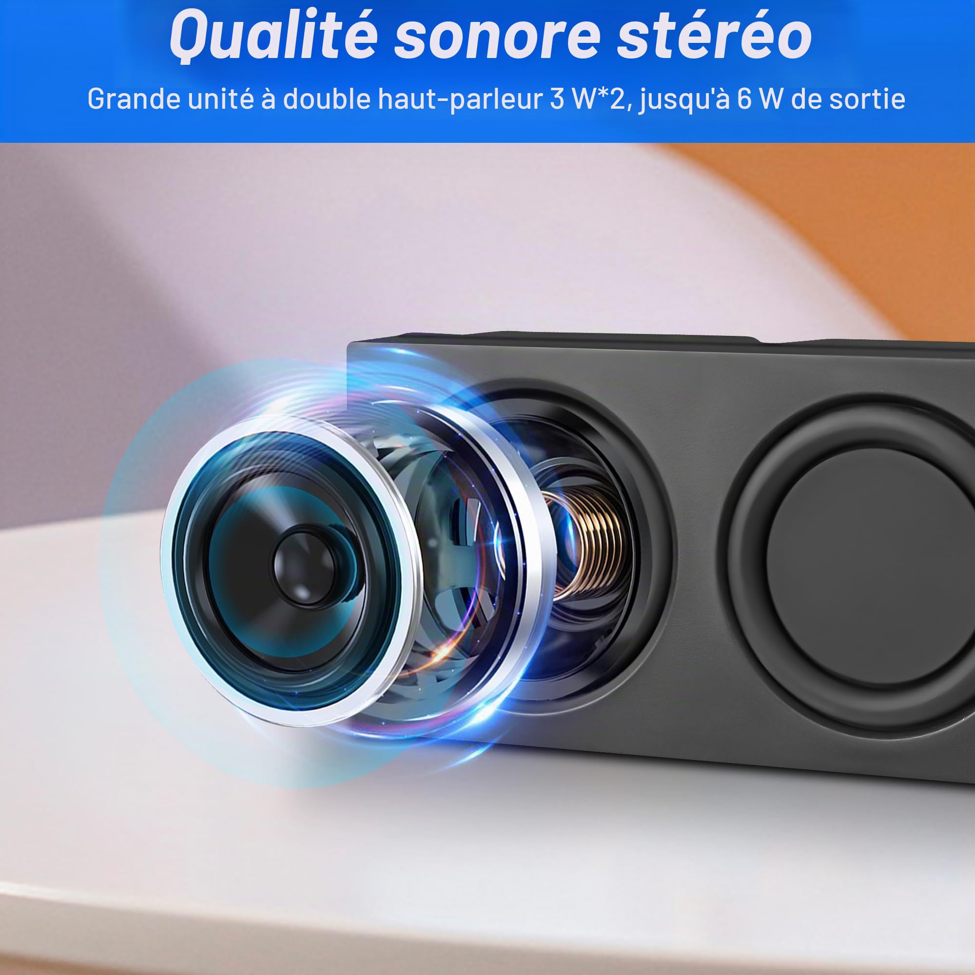 MEIRIYFA Haut-parleurs d'ordinateur USB pour PC portable, mini PC, entrée AUX 3,5 mm, contrôle du volume, stéréo HiFi, noir, 1,2 m