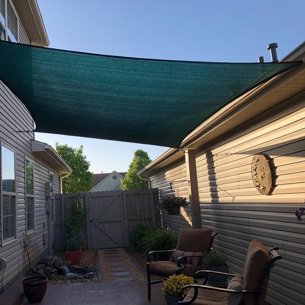 90% zacienienia - moskitiera na patio, do pergoli, podwórka, budy psów, kampera, markiza - 3 m x 15 m, ciemnozielona siatka
