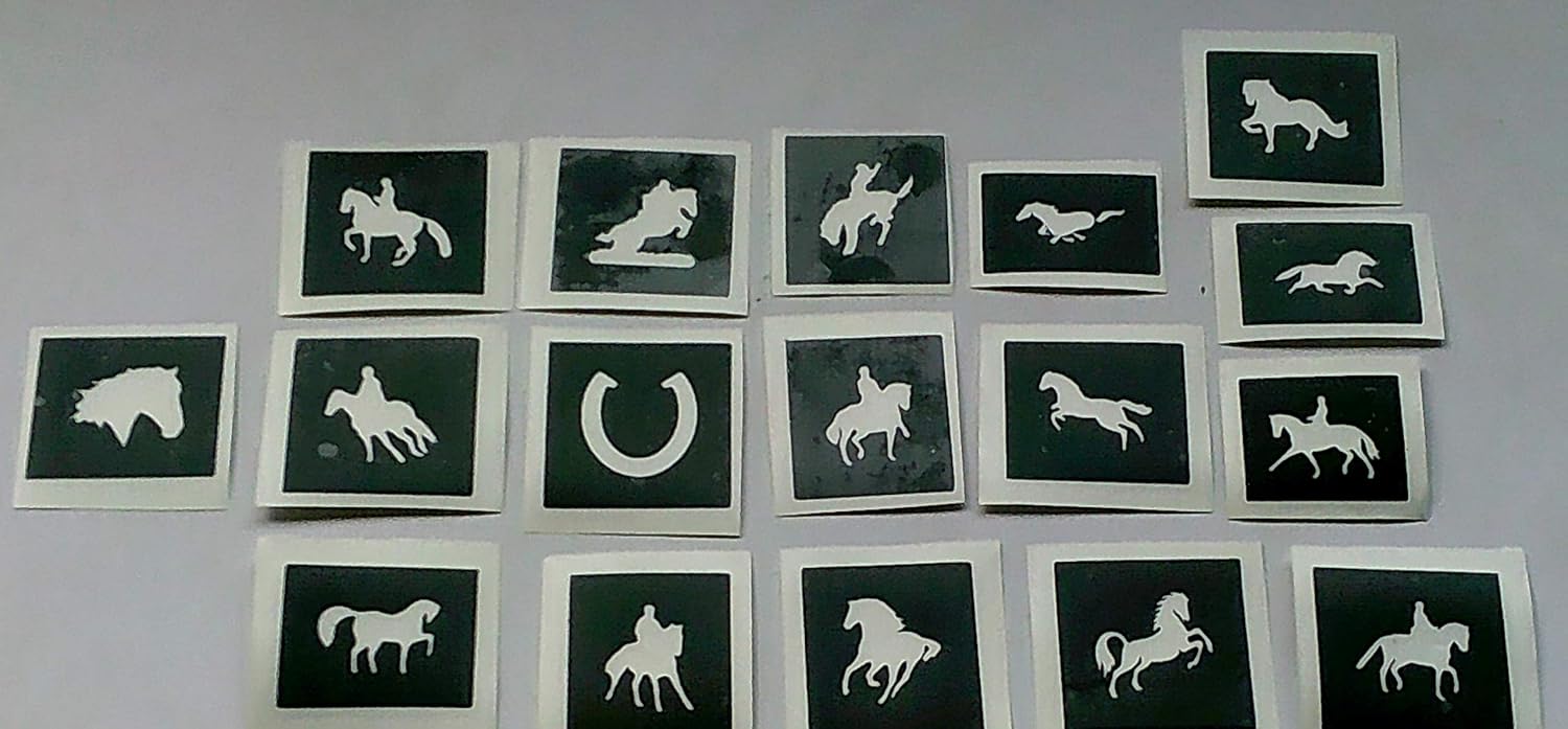 30 x Mini Horse Stencil Mix for Etching on Glass Hobby Craft Present Gift Dressage Showjumping Equestrian