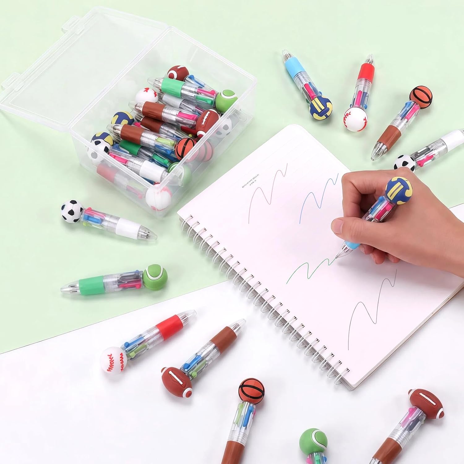 24 Pcs Sports Party Favors, 4-in-1 Multicolor Ballpoint Pens image 3