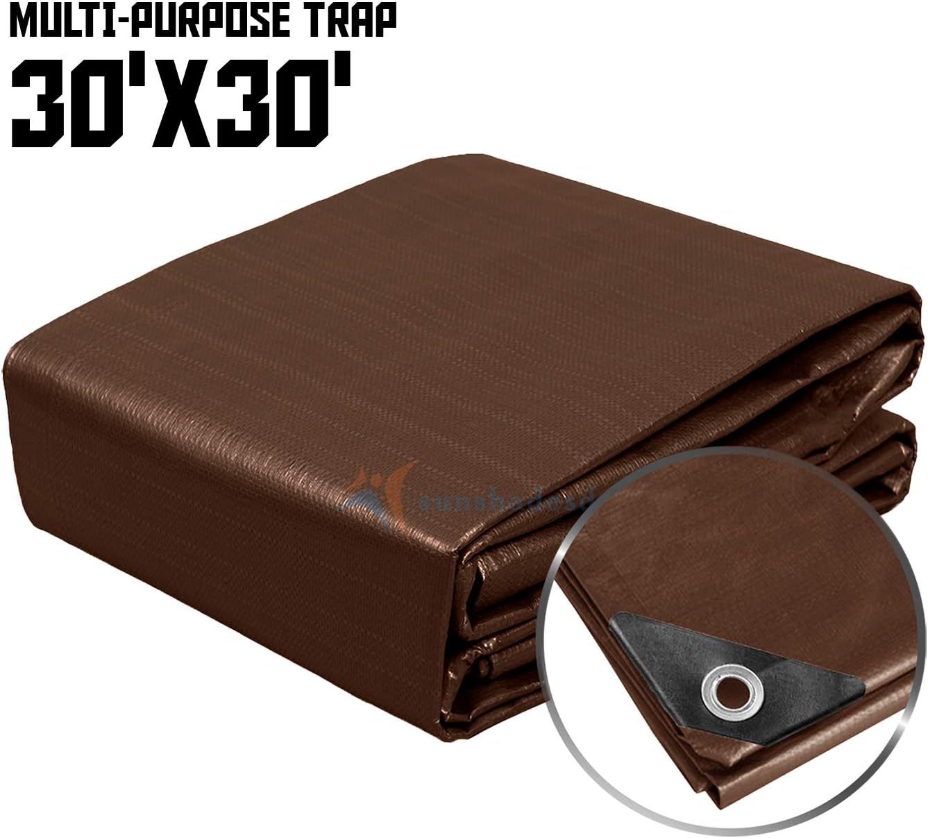 Bеѕt Dеаl TANG Sunshades Depot 30x30 Feet Super Heavy Duty 16 Mil Waterproof Brown Tarp Multi Purpose Waterproof Poly Tarp Cover Reinforced Rip-Stop with Grommets