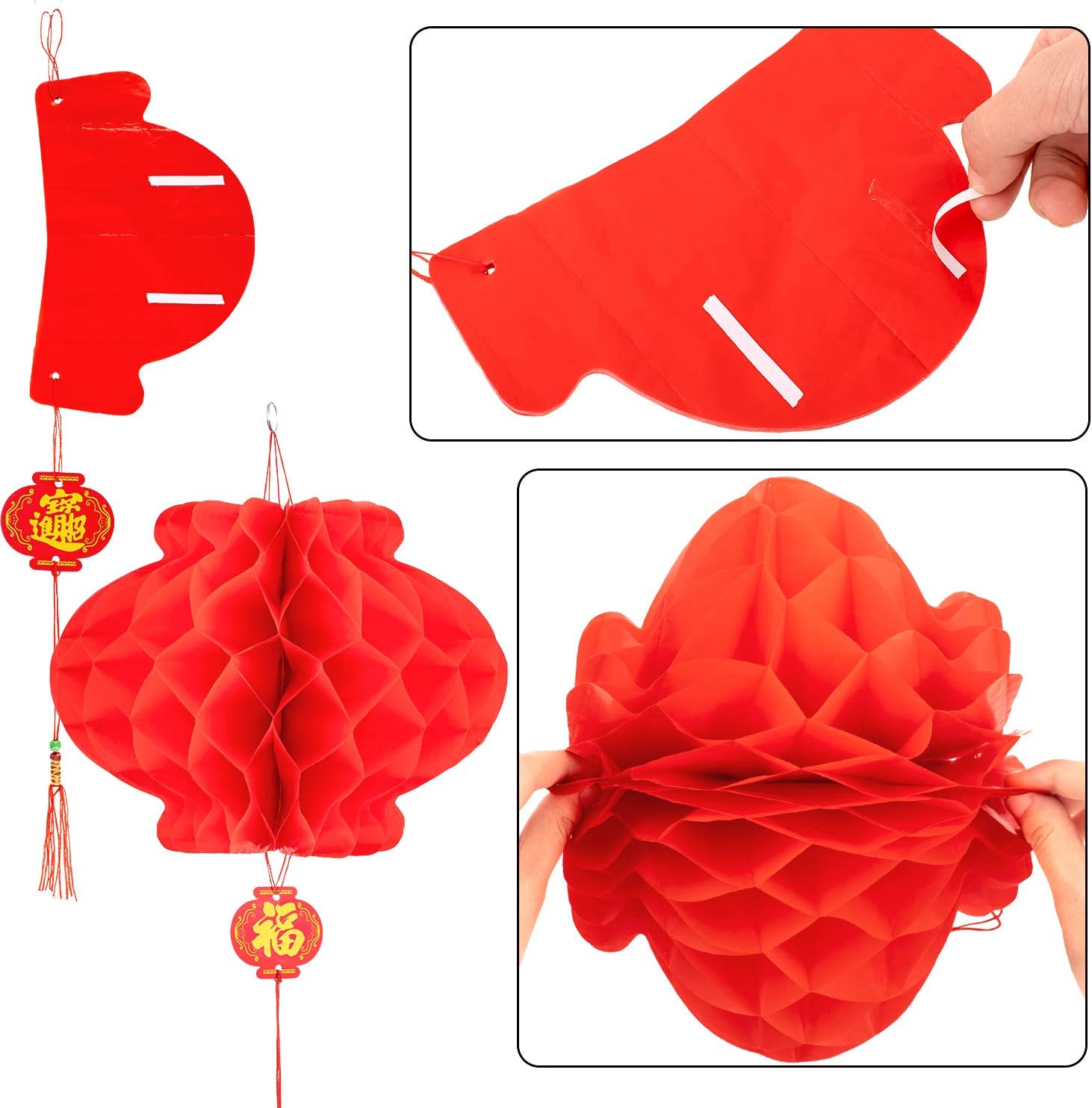 Whaline 20 Pcs Red Chinese Lanterns - Image 4
