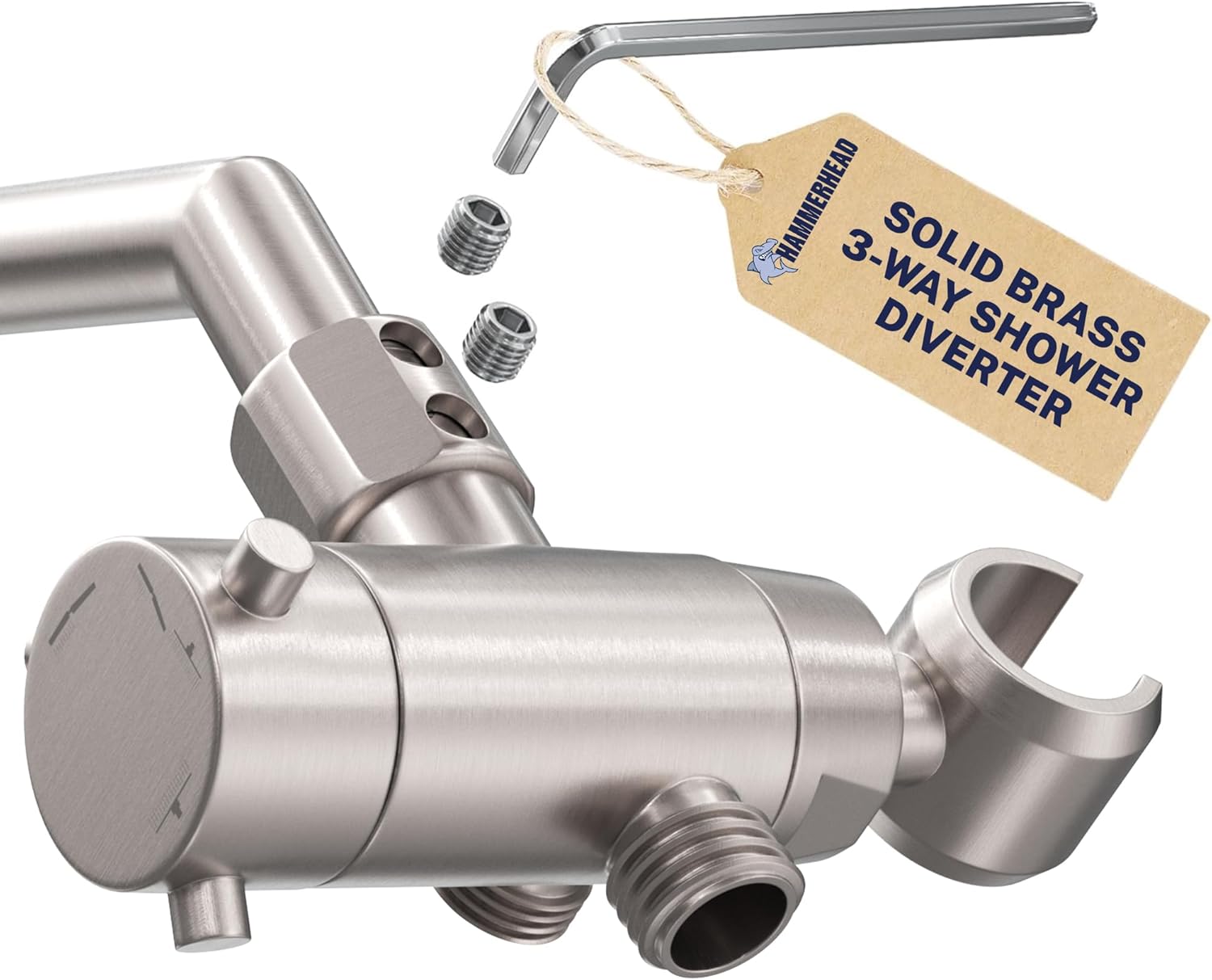HammerHead Showers Solid Metal 3-Way Shower Diverter Valve with Shower Head Holder, Universal Splitter for Handheld Spray Wand and Rain Showerhead, Oil Rubbed Bronze