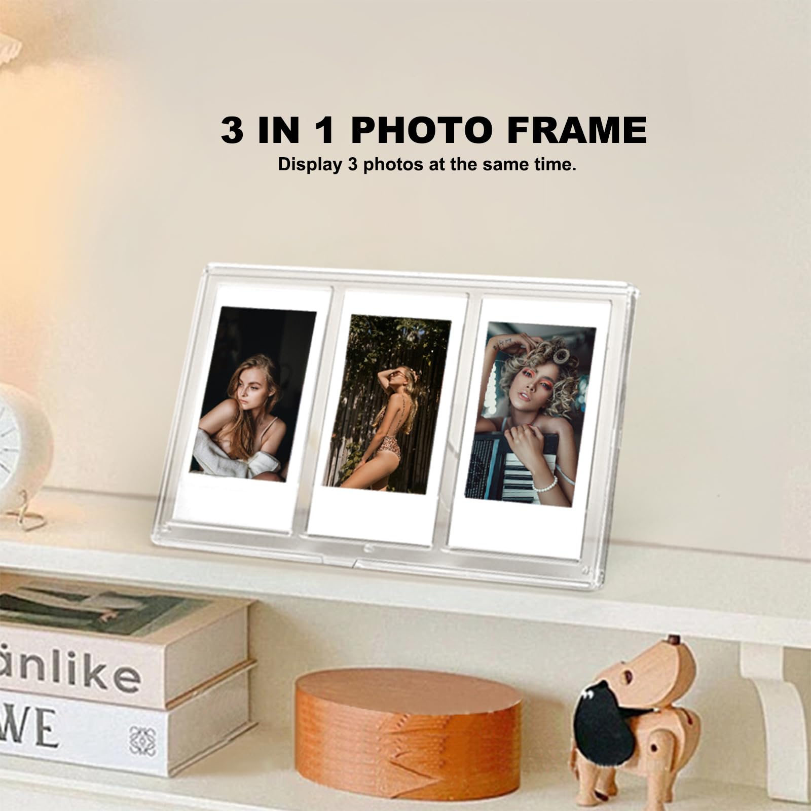 3 in 1 Tabletop Photo Frame Clear 3inch Picture Frames with Three Slot Fit for Fujifilm Instax Mini Series Camera,for Polaroid 3inch Film Photo (Clear - Image 2