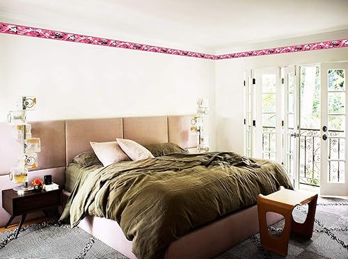 Miniatura 4 de Dundee Deco BRAZBD6343 - Borde de papel pintado prepegado  Rosa para niños, negro, música gris, estrella de rock, borde de pared de guitarra, diseño