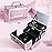 FRENESSA Makeup Train Case Makeup Box Organizer Portable Cosmetic Travel Case Makeup Case with Mirror Locking Make Up Cases Organizers and Storage for Nail Supplies Hard Cosmetic Box Shiny Pink