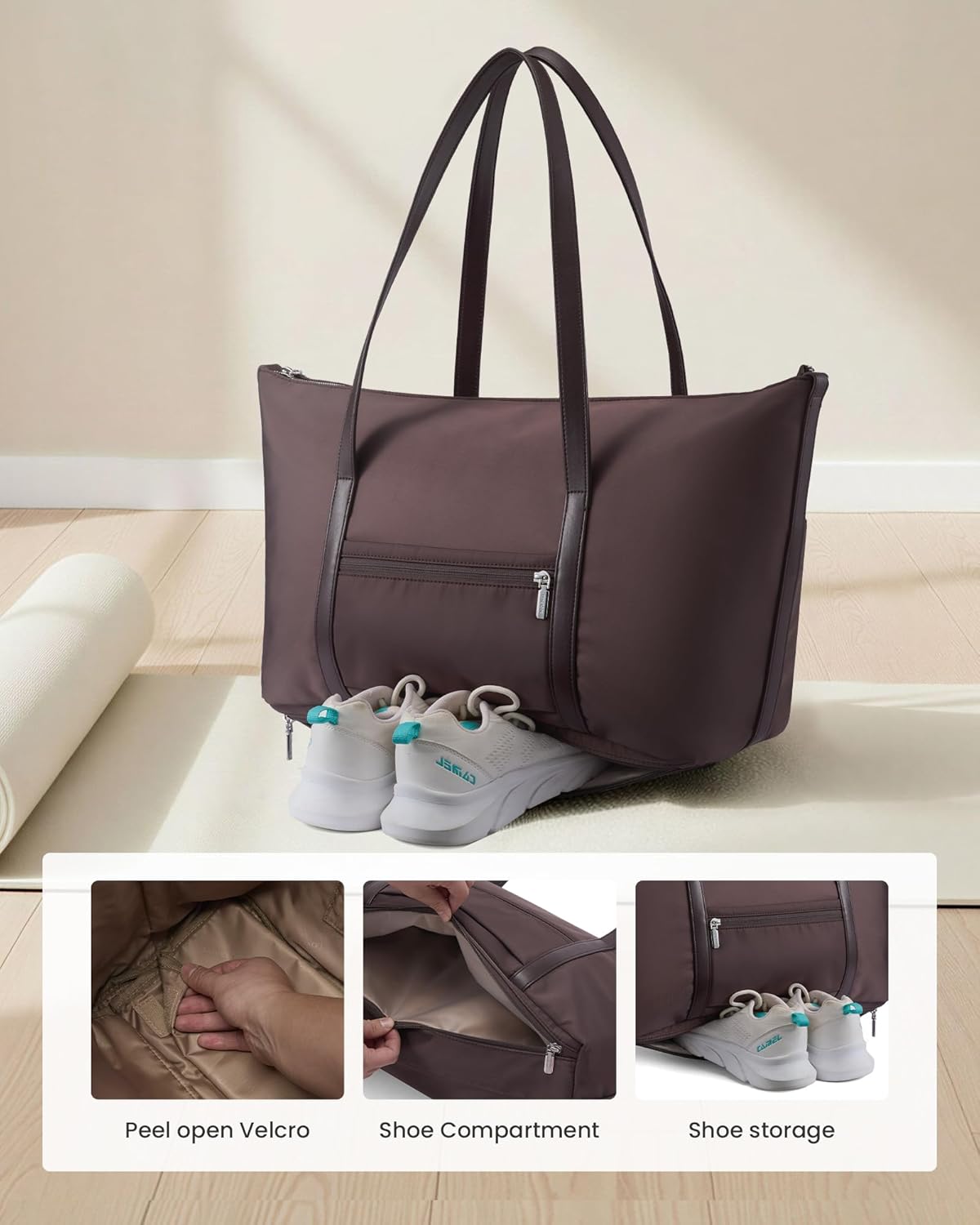 LOVEVOOK Work Tote Bag for Women, Convertible Gym & Travel Weekender Bag with Large Cup Holder, Carry On Teacher Tote - Image 5