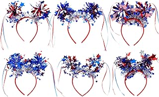 6 diademas de bandera, diademas patrióticas para el día de la independencia, aros patrióticos para el pelo, color rojo, blanco, azul, accesorios para el cabello del 4 de julio, accesorios para el