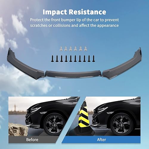 Vista 6 de Archaic Alerón delantero para Honda Civic 2017-2021, alerón de barbilla para Civic Hatchback FK7/Sedan SI/Coupe Si, divisor frontal