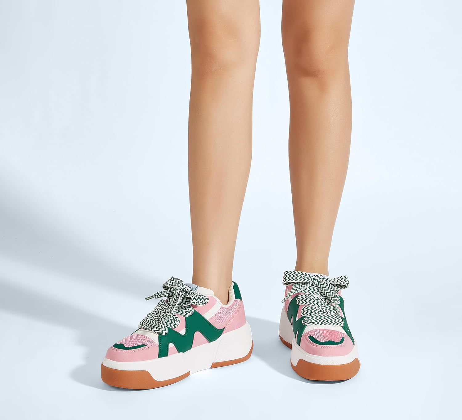 LUCKY STEP Women’s Platform Fashion Sneakers Lace up Casual Faux Leather Comfortable Thick Sole Tennis Walking Shoes - Image 2