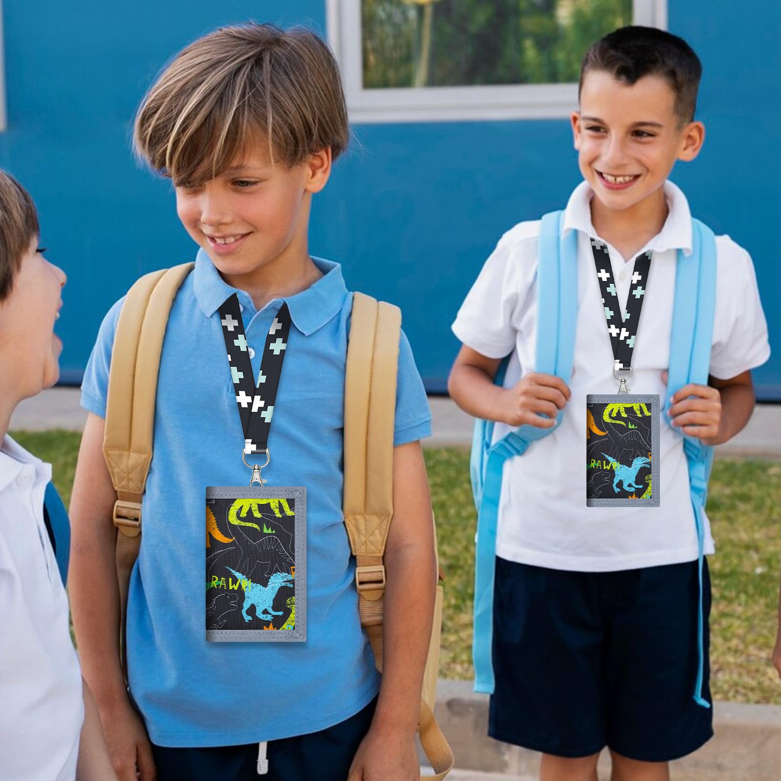 PLUSHCEWT Dinozaur dziecięcy portfel, wodoodporny portfel z zamkiem błyskawicznym Trifold, oryginalny portfel dla chłopców i dziewcząt, prezenty urodzinowe dla dzieci od 4 do 18, B, as shown