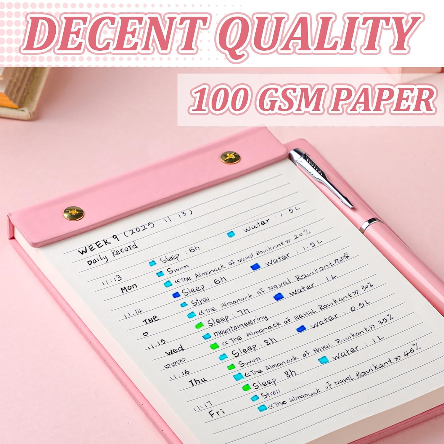 4 Pcs 320 Sheets Lined Notepad with Pen Cute Aesthetic Notepads A5 to Do List Notepad Magnetic Pen Attachment Tear off Checklist Daily Planner for Work School Office Women Gifts 5.9 x 7.08in, 4 Color image 4
