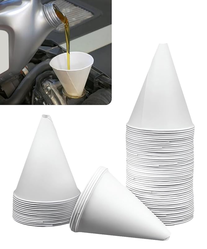 Funil de Papel Descartável para Óleo Automotivo SCUARI 177 mL, Branco, Kit com 50