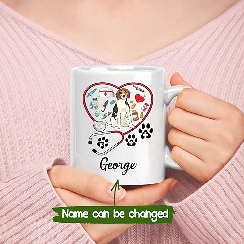 Miniatura 2 de Taza de cerámica para veterinarios  Nombre personalizado Vet Tech Tazas de café  Taza de té veterinaria personalizada Presente  Tazas veterinarias