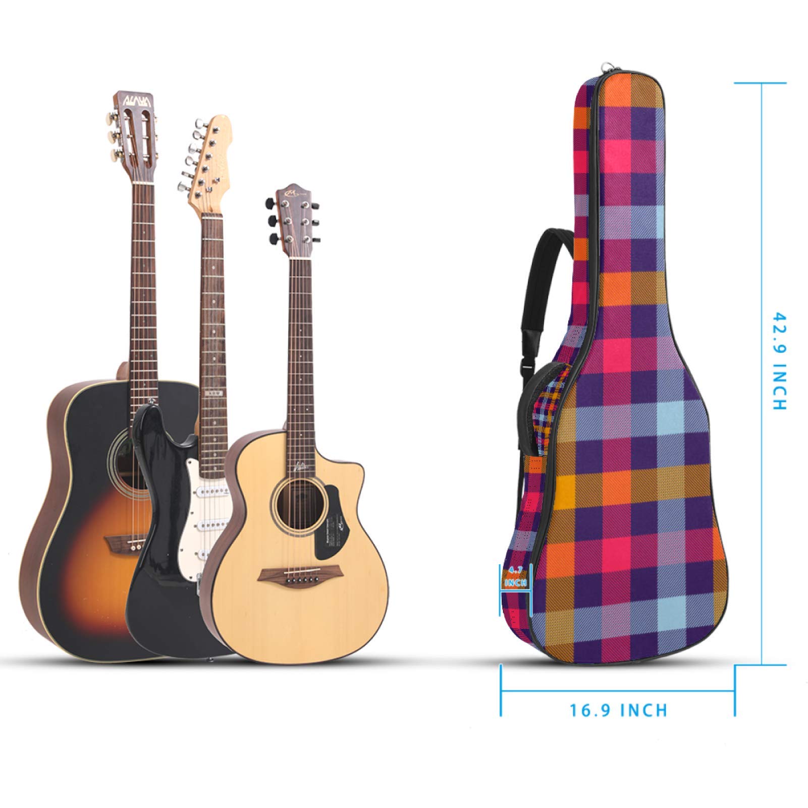 Gitarrentasche mit Reißverschluss, wasserdicht, weich, für Bassgitarre, Akustik- und klassische Folk-Gitarre, Orange