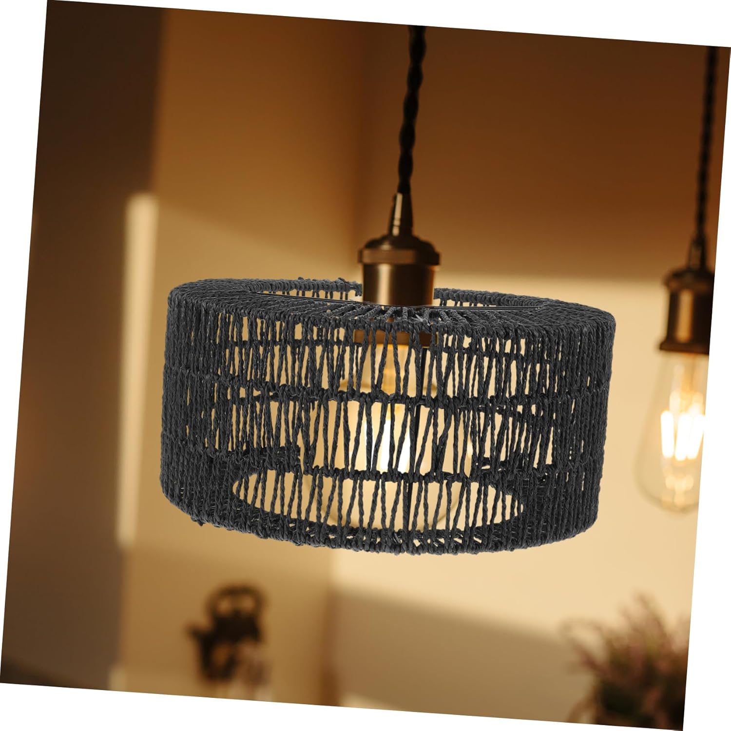 Cabilock Large Straw Rope Lampshade Ceiling Lampshade Replacement Rope Handmade Woven